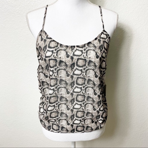 Good American The Ruched Snake Print Crisscross Back Women Cami NWT SIZE… - Picture 2 of 6